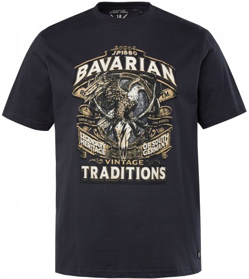 JP1880 Bavarian Design Vintage Looking T-Shirt Navy Blue - T-särgid - Suured T-särgid 2XL – 14XL