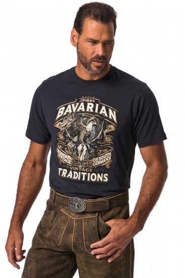 JP1880 Bavarian Design Vintage Looking T-Shirt Navy Blue - T-särgid - Suured T-särgid 2XL – 14XL