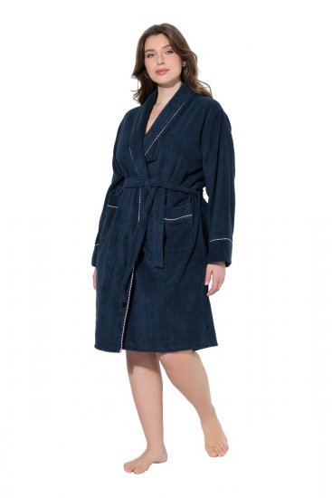 Ulla Popken 826794 Frotee-hommikumantel Tumesinine - Hommikumantlid - 