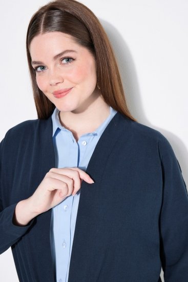 Ulla Popken 827116 Püstkraega linasegust bolero Tumesinine - Bolerod - 