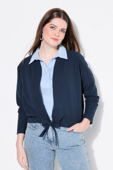 Ulla Popken 827116 Püstkraega linasegust bolero Tumesinine - Bolerod - 