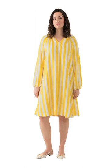 Ulla Popken 827653 Triibuline kleit Kollane - Midikleidid - Plusssuuruses midikleidid