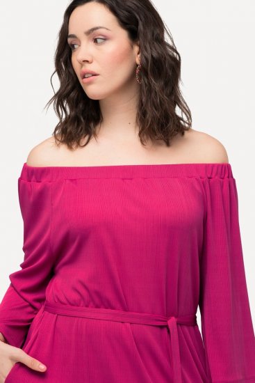 Ulla Popken 827740 3/4 varrukatega jersey-kleit Roosa - Midikleidid - Plusssuuruses midikleidid