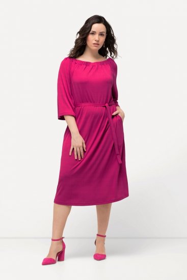 Ulla Popken 827740 3/4 varrukatega jersey-kleit Roosa - Midikleidid - Plusssuuruses midikleidid