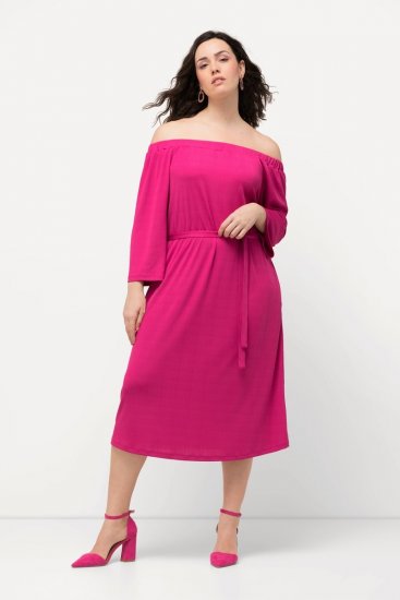Ulla Popken 827740 3/4 varrukatega jersey-kleit Roosa - Midikleidid - Plusssuuruses midikleidid