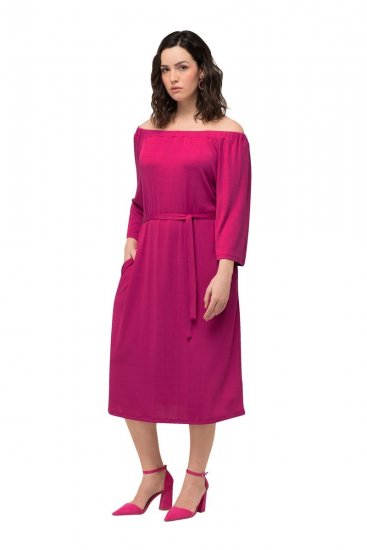 Ulla Popken 827740 3/4 varrukatega jersey-kleit Roosa - Midikleidid - Plusssuuruses midikleidid
