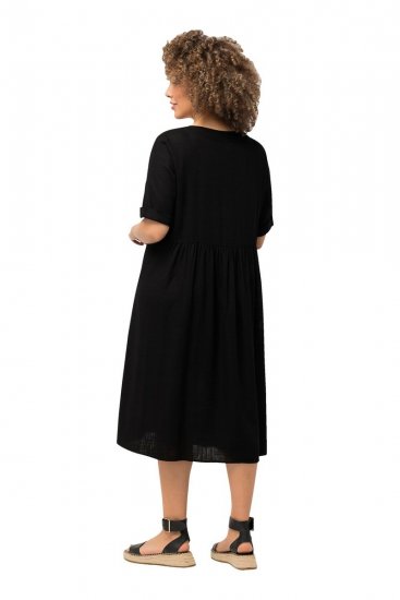 Ulla Popken 829837 Lühikeste varrukatega linasegust kleit Must - Suvekleidid - Naiste suvekleidid suurtes suurustes