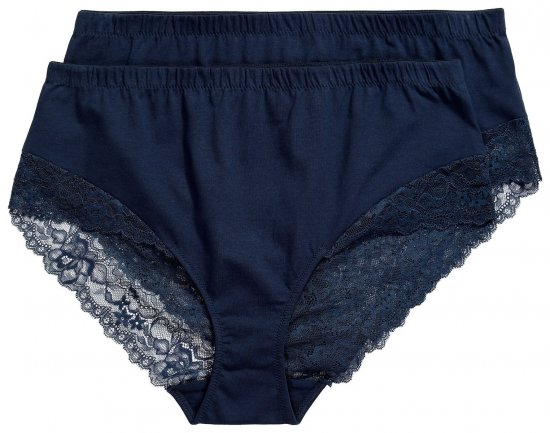 Ulla Popken 830094 Pitsiga aluspüksid 2 tk Tumesinine - Aluspüksid - 