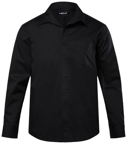 Men+ 757 Pika varrukaga Business-särk avatud kraega Must - Särgid - Meeste suured särgid 2XL – 8XL