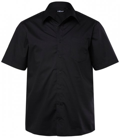 Men+ 758 Lühikeste varrukatega Business-särk avatud kraega Must - Särgid - Meeste suured särgid 2XL – 8XL