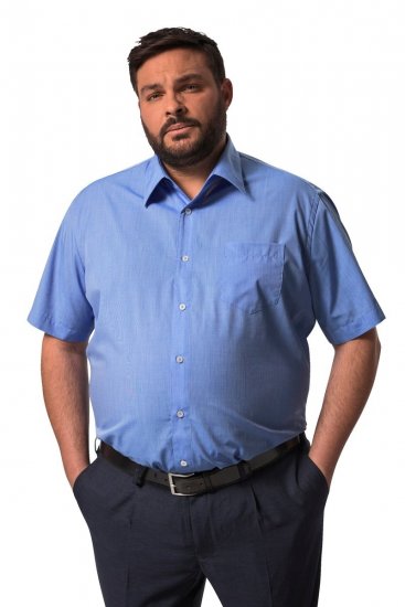 Men+ 758 Lühikeste varrukatega Business-särk avatud kraega Helesinine - Särgid - Meeste suured särgid 2XL – 8XL