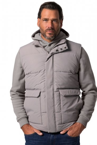 JP1880 831639 Tepitud vest taaskasutatud polüestrist Tumehall - Jakid ja joped - Joped, suured suurused: 2XL – 12XL