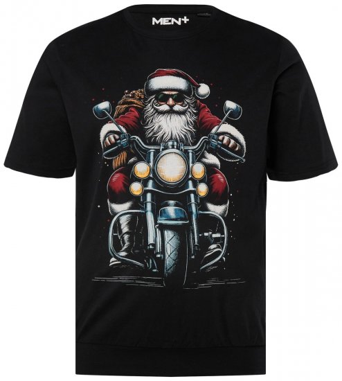 Men+ 148 T-särk bellyfit Jõuluvana mootorrattal Must - T-särgid - Suured T-särgid 2XL – 14XL