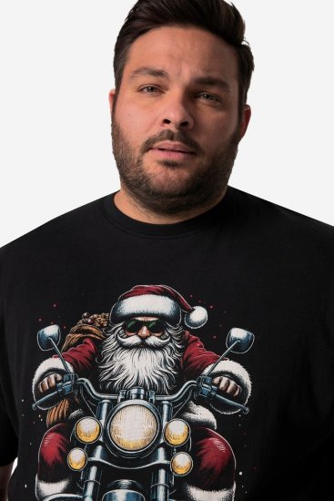 Men+ 148 T-särk bellyfit Jõuluvana mootorrattal Must - T-särgid - Suured T-särgid 2XL – 14XL