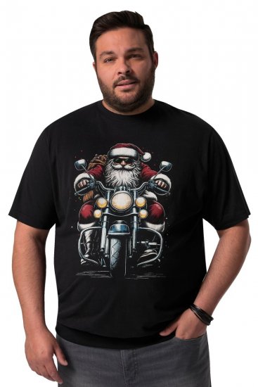 Men+ 148 T-särk bellyfit Jõuluvana mootorrattal Must - T-särgid - Suured T-särgid 2XL – 14XL