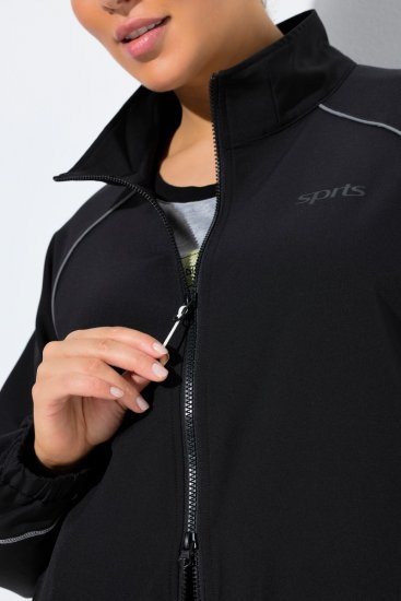 Ulla Popken 833237 Helkurdetailidega spordijope Must - Joped - Suured naiste jakid