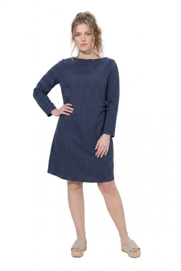 Ulla Popken 834371 Triibuline dressikleit Tumesinine - Dressikleidid - 