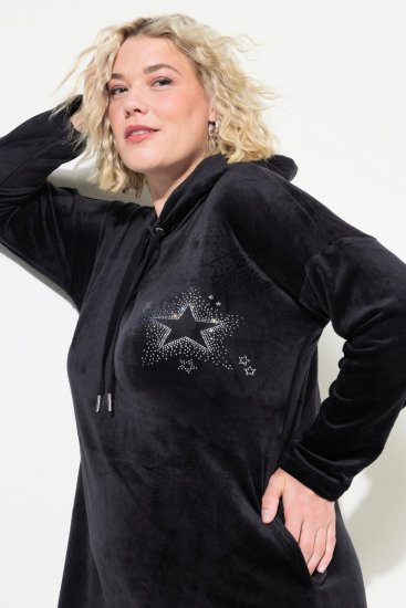 Ulla Popken 834550 Kapuutsiga pikkade varrukatega kleit Must - Dressikleidid - 