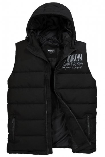 Men+ 442 Kapuutsi ja trükiga tepitud vest Must - Jakid ja joped - Joped, suured suurused: 2XL – 12XL