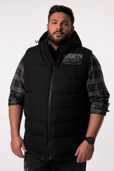 Men+ 442 Kapuutsi ja trükiga tepitud vest Must - Jakid ja joped - Joped, suured suurused: 2XL – 12XL