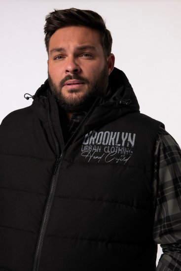 Men+ 442 Kapuutsi ja trükiga tepitud vest Must - Jakid ja joped - Joped, suured suurused: 2XL – 12XL