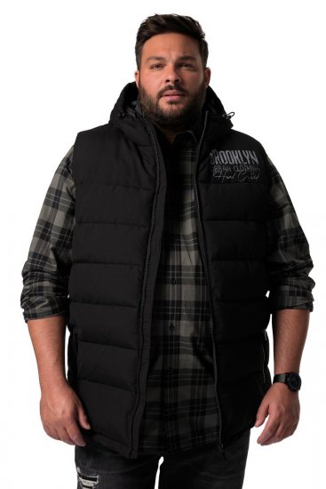 Men+ 442 Kapuutsi ja trükiga tepitud vest Must - Jakid ja joped - Joped, suured suurused: 2XL – 12XL