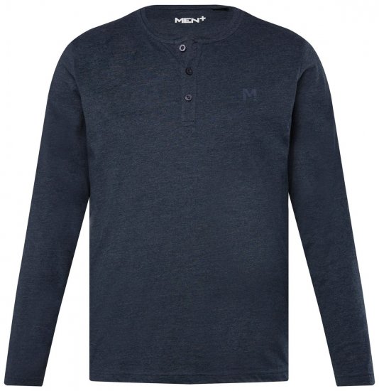 Men+ 383 Pika varrukaga Henley-särk Tumesinine - T-särgid - Suured T-särgid 2XL – 14XL
