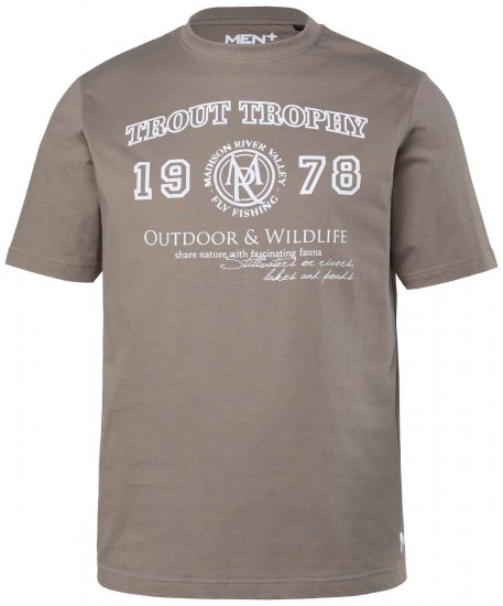 Men+ 424 T-särk Trout Trophy Hallpruun - T-särgid - Suured T-särgid 2XL – 14XL
