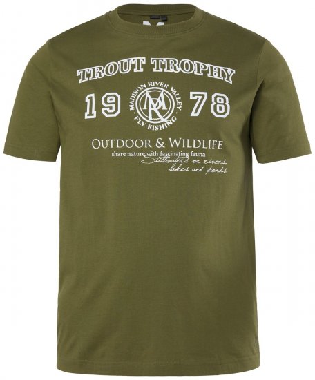 Men+ 424 T-särk Trout Trophy Tumeoliiv - T-särgid - Suured T-särgid 2XL – 14XL