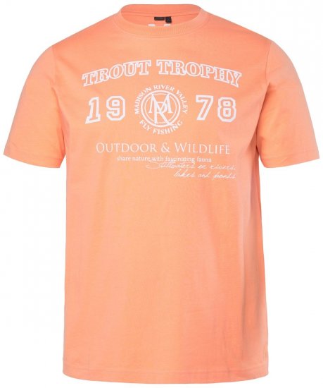 Men+ 424 T-särk Trout Trophy Tume aprikoos - T-särgid - Suured T-särgid 2XL – 14XL