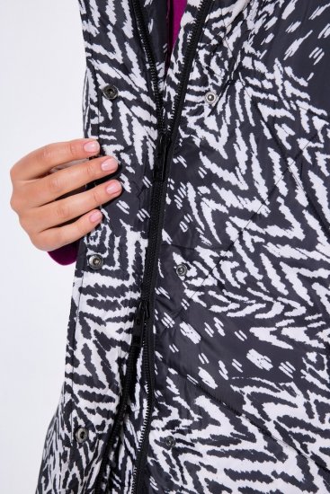 Ulla Popken 838435 Trükiga pikk tepitud vest Must - Vestid - 