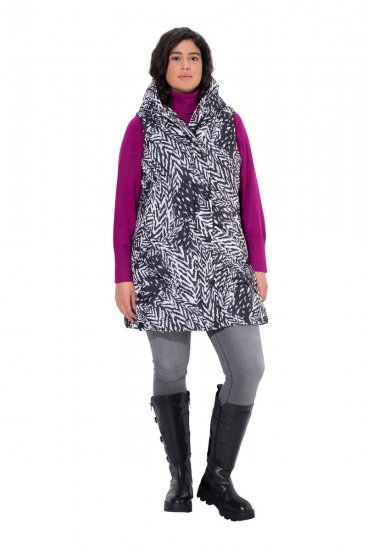 Ulla Popken 838435 Trükiga pikk tepitud vest Must - Vestid - 