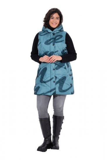 Ulla Popken 838435 Trükiga pikk tepitud vest Hallikasroheline - Vestid - 