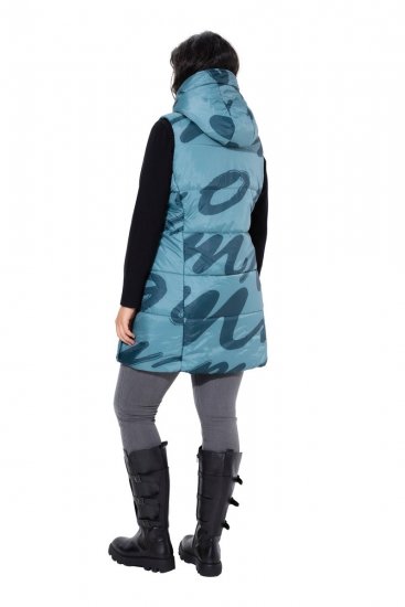 Ulla Popken 838435 Trükiga pikk tepitud vest Hallikasroheline - Vestid - 