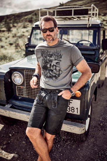 JP1880 Beer King Design Vintage Looking T-Shirt Gray - T-särgid - Suured T-särgid 2XL – 14XL