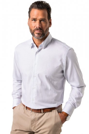 JP1880 Business Shirt Long Sleeve Striped Snow White - Särgid - Meeste suured särgid 2XL – 8XL