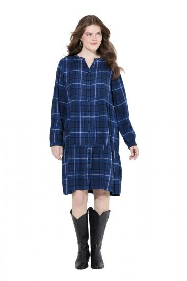 Ulla Popken 840929 Ruuduline kleit Tumesinine - Midikleidid - Plusssuuruses midikleidid
