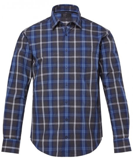 JP1880 Checked Shirt Long Sleeve Kent Collar Anthracite - Särgid - Meeste suured särgid 2XL – 8XL
