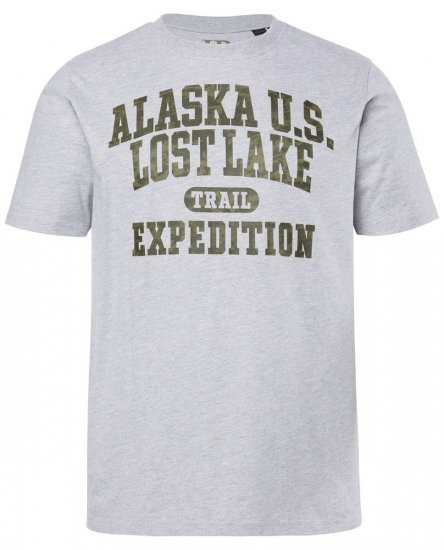 JP1880 T-shirt Short Sleeve Chest Print Grey Melange - T-särgid - Suured T-särgid 2XL – 14XL
