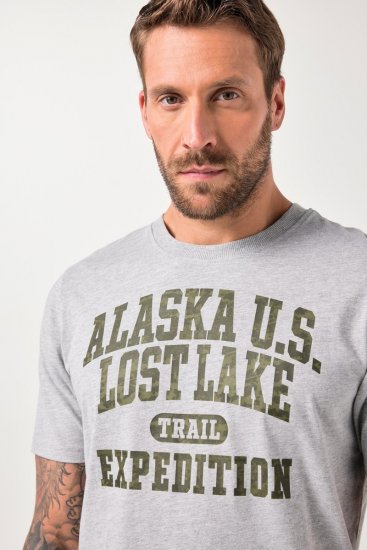 JP1880 T-shirt Short Sleeve Chest Print Grey Melange - T-särgid - Suured T-särgid 2XL – 14XL