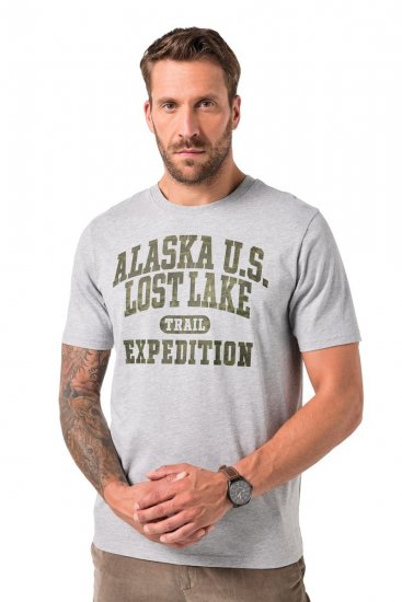 JP1880 T-shirt Short Sleeve Chest Print Grey Melange - T-särgid - Suured T-särgid 2XL – 14XL