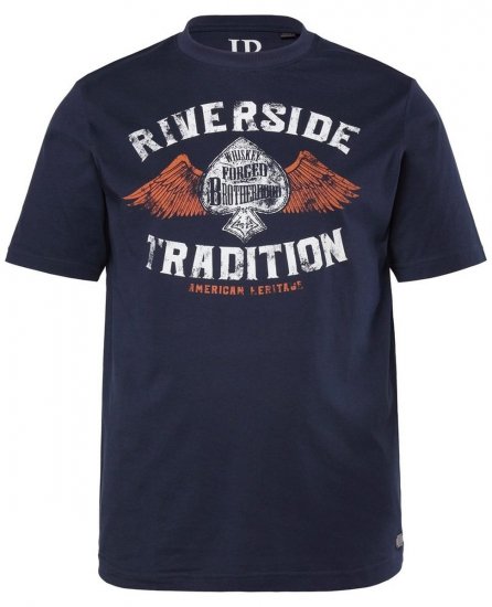 JP1880 T-Shirt Short Sleeve Chest Print Navy - T-särgid - Suured T-särgid 2XL – 14XL