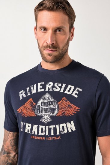 JP1880 T-Shirt Short Sleeve Chest Print Navy - T-särgid - Suured T-särgid 2XL – 14XL