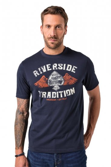 JP1880 T-Shirt Short Sleeve Chest Print Navy - T-särgid - Suured T-särgid 2XL – 14XL