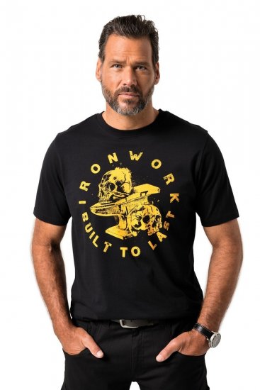 JP1880 T-Shirt Short Sleeve Chest Print Skulls Black - T-särgid - Suured T-särgid 2XL – 14XL