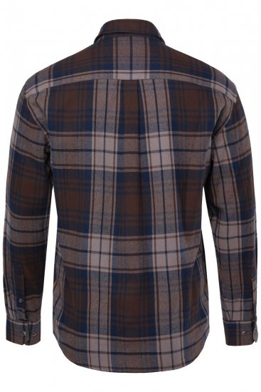 JP1880 Shirt Flannel Long Sleeve Dark Brown - Särgid - Meeste suured särgid 2XL – 8XL