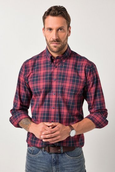 JP1880 Checked Shirt Long Sleeve Red - Särgid - Meeste suured särgid 2XL – 8XL