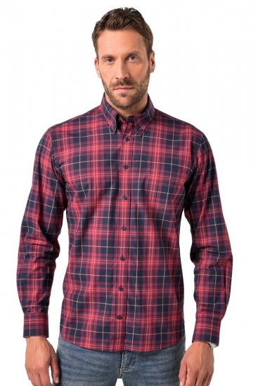 JP1880 Checked Shirt Long Sleeve Red - Särgid - Meeste suured särgid 2XL – 8XL