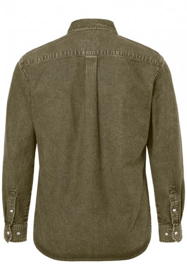 JP1880 Denim Shirt Long Sleeve Olive Green - Särgid - Meeste suured särgid 2XL – 8XL