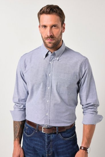 JP1880 Oxford Shirt Long Sleeve Denim Blue - Särgid - Meeste suured särgid 2XL – 8XL
